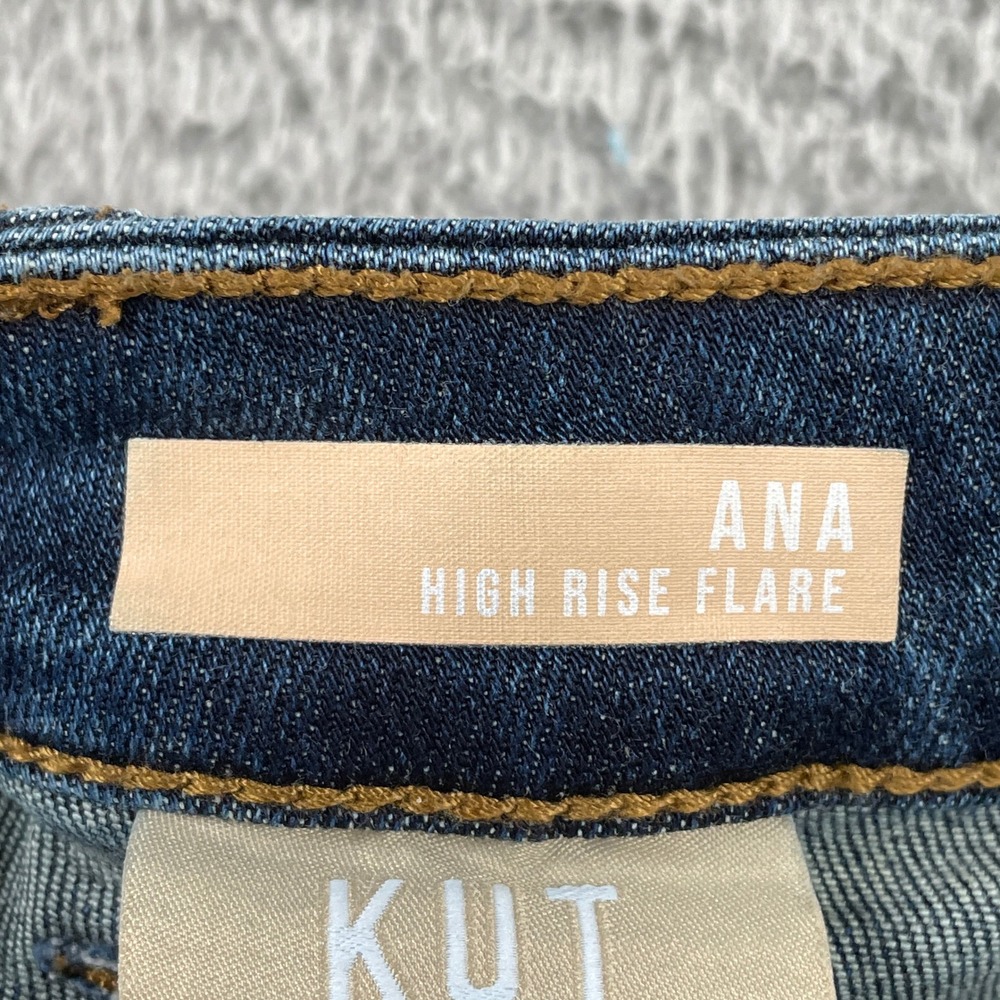 KUT from the Kloth Jeans Women 4P Blue Ana High Rise Flare Front Patch Pockets - Picture 4 of 10